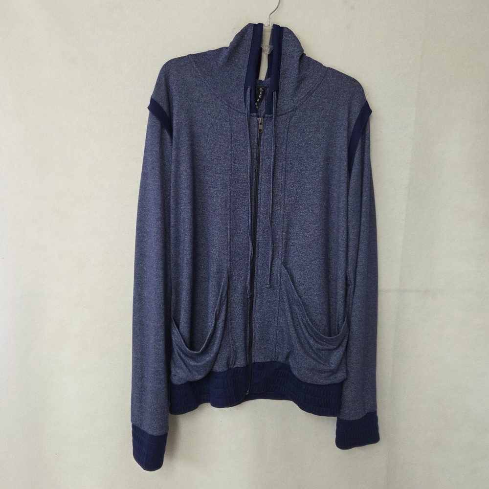Zobha Full Zip Hoodie Women XL Blue Heathered Back Cutout Athleisure Jacket